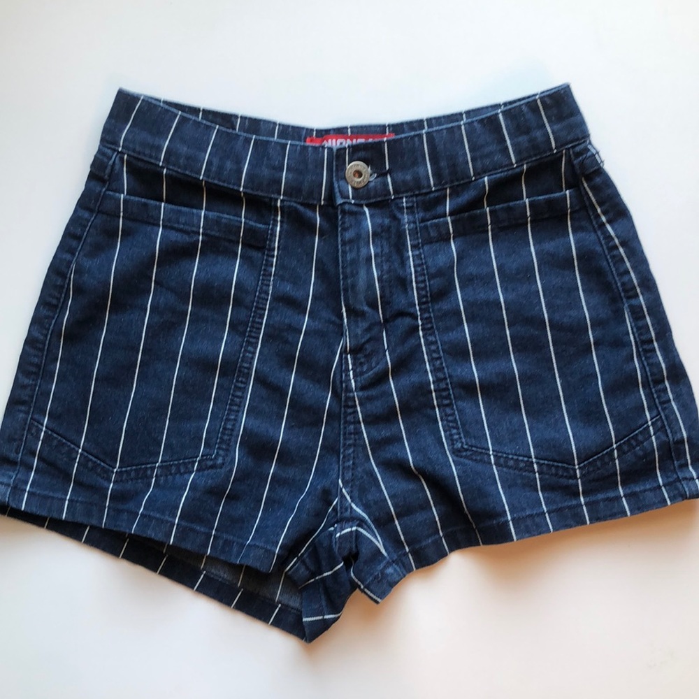 Blue striped jean shorts
